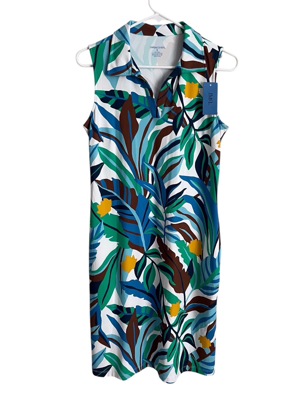 J McLaughlin Women’s Ayla Dress Jungle Jewel Tropical Preppy Beach Summer Small